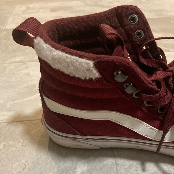 Vans High Top Sneakers Burgundy with White Stripe - Picture 6 of 7